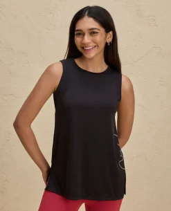 Nykd By Nykaa Quick Dry Stylised Tank Top Longline -NYK034-Jet Black