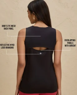 Nykd By Nykaa Quick Dry Stylised Tank Top Longline -NYK034-Jet Black