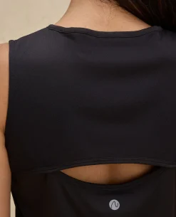 Nykd By Nykaa Quick Dry Stylised Tank Top Longline -NYK034-Jet Black