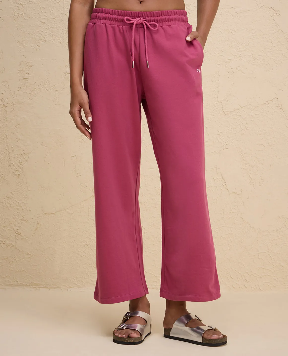 Nykd By Nykaa Summer Essential Comfort Cotton Terry Lounge Pants -NYLE606-Grape