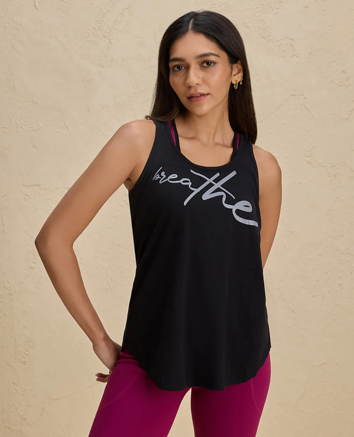 Nykd By Nykaa Summer Essential Cotton Slub Longline Tank -NYAT034-Jet Black
