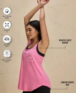 Nykd By Nykaa Summer Essential Cotton Slub Longline Tank -NYAT034-Pink