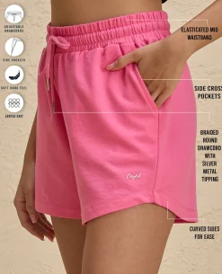 Nykd By Nykaa Summer Essential Peppy All Day Comfort Cotton Terry Shorts -NYAT504-Pink