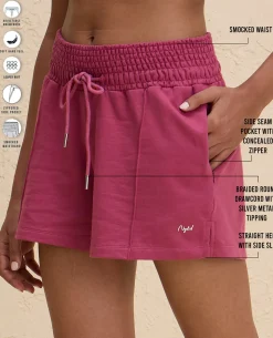 Nykd By Nykaa Summer Essential Smocked Waist Lounge Cotton Terry Shorts -NYLE603-Grape