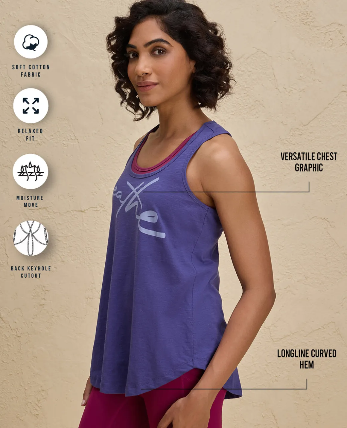 Nykd By Nykaa Summer Essential Cotton Slub Longline Tank -NYAT034-Blue