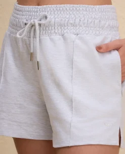 Nykd By Nykaa Summer Essential Smocked Waist Lounge Cotton Terry Shorts -NYLE603-Grey Melange