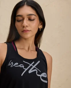 Nykd By Nykaa Summer Essential Cotton Slub Longline Tank -NYAT034-Jet Black
