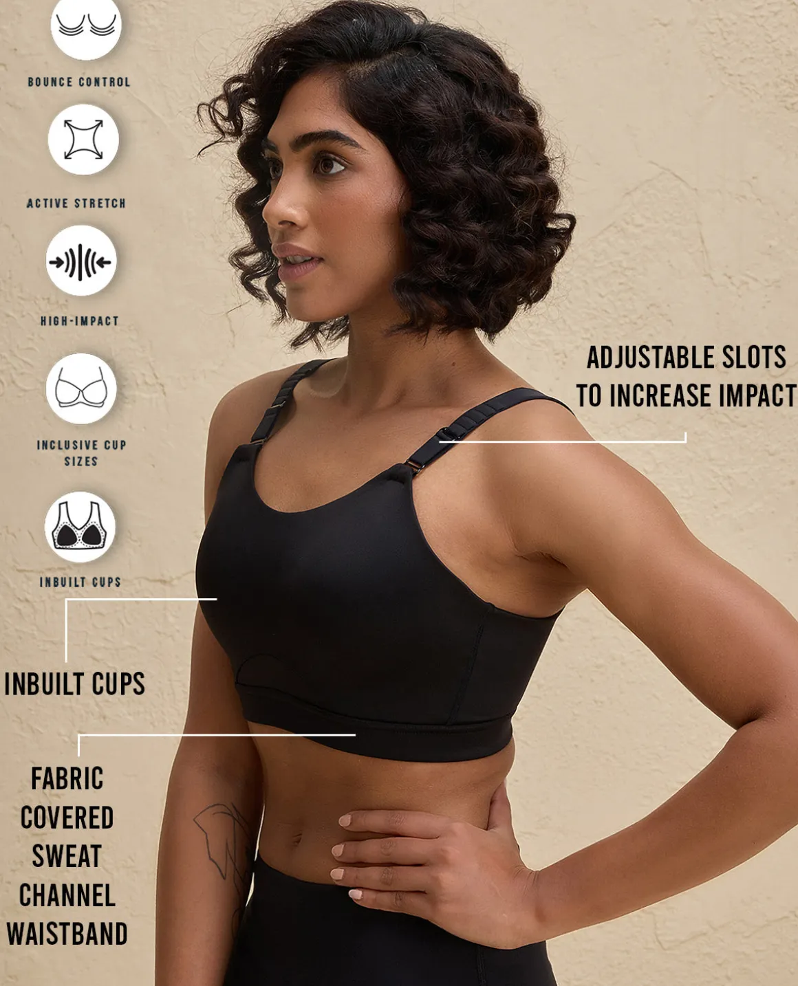 Nykd By Nykaa Ultimate Full Coverage High Impact Adjustable Sports Bra-NYK908-Jet Black