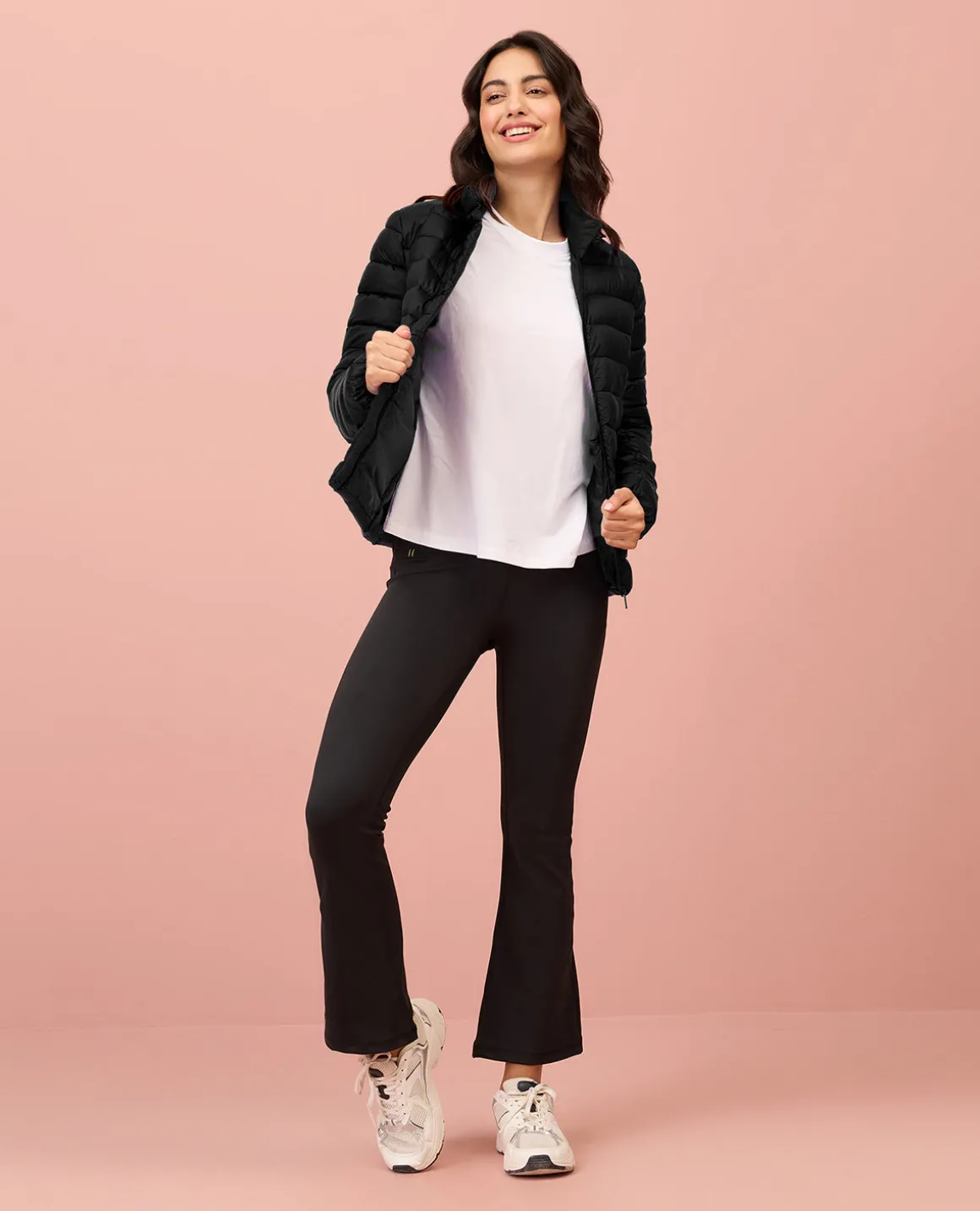 NYKD By Nykaa Ultra Light Weight Puffer Jacket with Inbuilt Bag (Set of 2)-NYAT405-Black