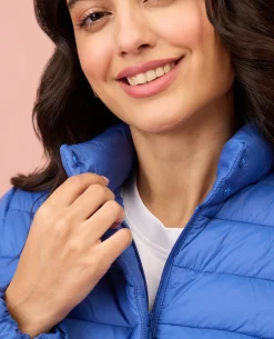 NYKD By Nykaa Ultra Light Weight Puffer Jacket with Inbuilt Bag (Set of 2)-NYAT405-Blue