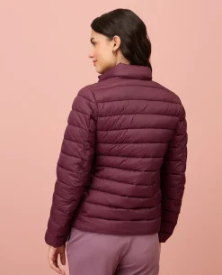 NYKD By Nykaa Ultra Light Weight Puffer Jacket with Inbuilt Bag (Set of 2)-NYAT405-Wine