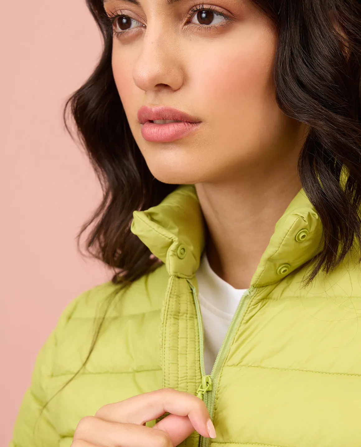 NYKD By Nykaa Ultra Light Weight Puffer Jacket with Inbuilt Bag (Set of 2)-NYAT405-Green