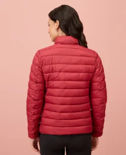 NYKD By Nykaa Ultra Light Weight Puffer Jacket with Inbuilt Bag (Set of 2)-NYAT405-Red