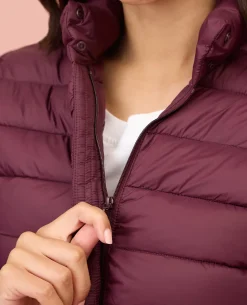 NYKD By Nykaa Ultra Light Weight Puffer Jacket with Inbuilt Bag (Set of 2)-NYAT405-Wine