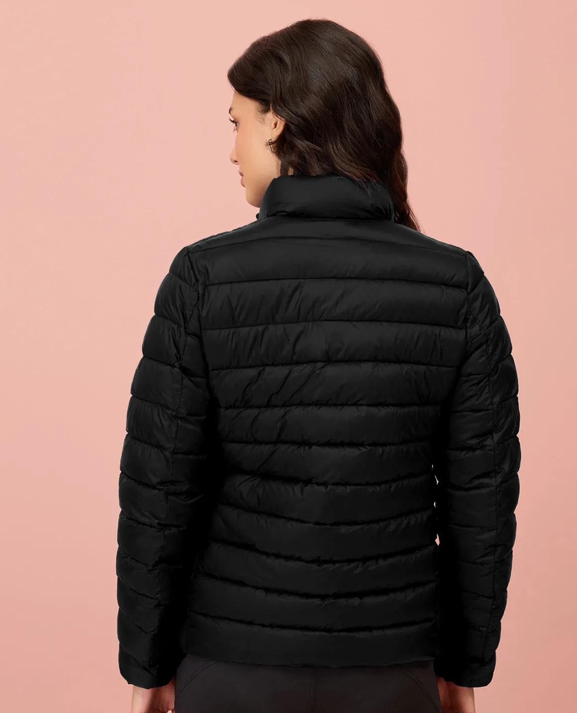 NYKD By Nykaa Ultra Light Weight Puffer Jacket with Inbuilt Bag (Set of 2)-NYAT405-Black