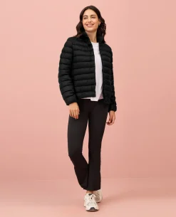 NYKD By Nykaa Ultra Light Weight Puffer Jacket with Inbuilt Bag (Set of 2)-NYAT405-Black