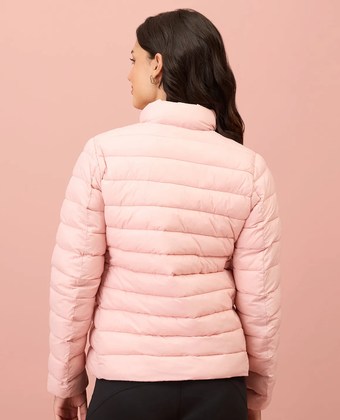 NYKD By Nykaa Ultra Light Weight Puffer Jacket with Inbuilt Bag (Set of 2)-NYAT405-Pink