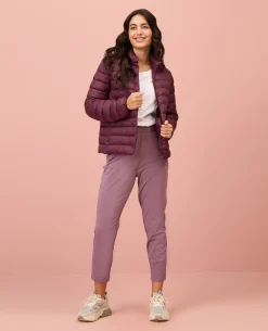 NYKD By Nykaa Ultra Light Weight Puffer Jacket with Inbuilt Bag (Set of 2)-NYAT405-Wine