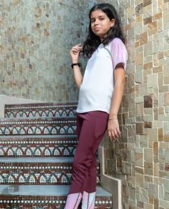 Regular Colourblock Tshirt and High Waisted Colourblock Stretchable Leggings Set