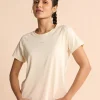 Regular Fit Basic Half Sleeves Top Off White