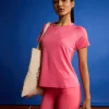 Regular Fit Basic Half Sleeves Top Pink