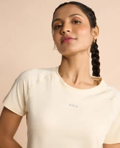 Regular Fit Basic Half Sleeves Top Off White