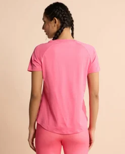 Regular Fit Basic Half Sleeves Top Pink