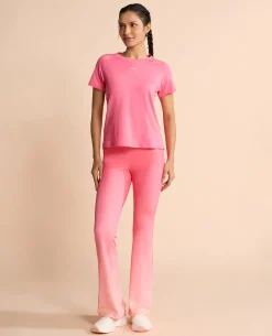 Regular Fit Basic Half Sleeves Top Pink