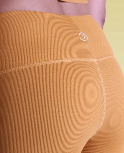 Ribbed High Waisted Leggings Yellow