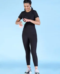 Ribbed High Waisted Leggings Black