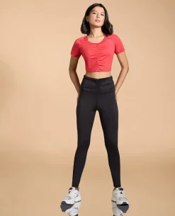 Ruched Waistband Leggings in Second SKN With Back Pocket