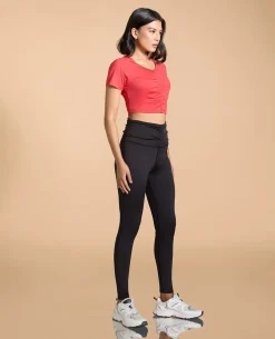 Ruched Waistband Leggings in Second SKN With Back Pocket