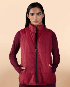 Sleeveless Reversible Puffer Jacket Pink/Burgundy