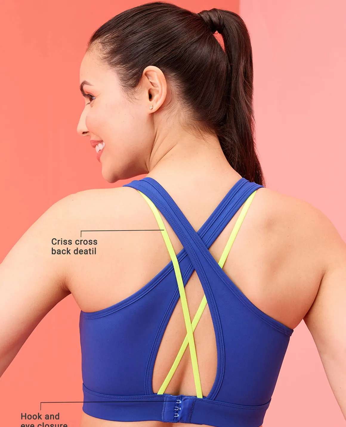 Sports Bra with Criss-cross straps and Back Closure - NYK310- Surf The Web