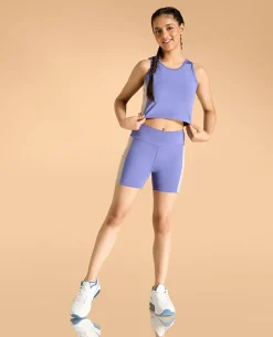 Sports Colourblock Cropped Tank Top and Cycling Shorts Set