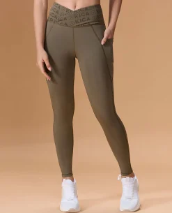 Women Cross Waist Mid Rise Leggings