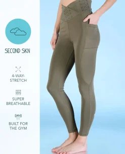 Women Cross Waist Mid Rise Leggings