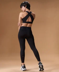 Women Cross Waist Mid Rise Leggings