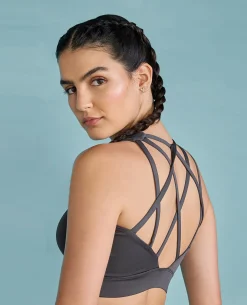 Women Fashionable Strappy Sports Bra with Removable Pads