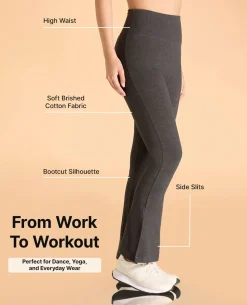 Women High Waist Cotton Side Slit Flared Pants