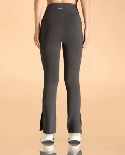 Women High Waist Cotton Side Slit Flared Pants
