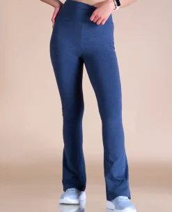 Women High Waist Cotton Side Slit Flared Pants