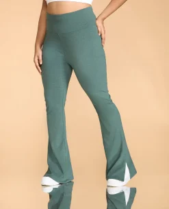 Women High Waist Cotton Side Slit Flared Pants