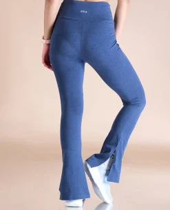 Women High Waist Cotton Side Slit Flared Pants