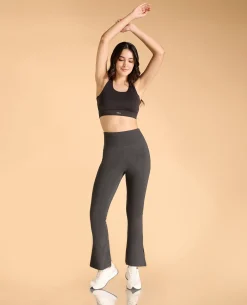 Women High Waist Cotton Side Slit Flared Pants