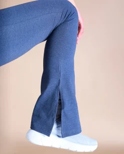 Women High Waist Cotton Side Slit Flared Pants