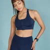 Women Mid Impact Zip Sports Bra with Removable Pads