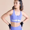 Women Mid Impact Zip Sports Bra with Removable Pads