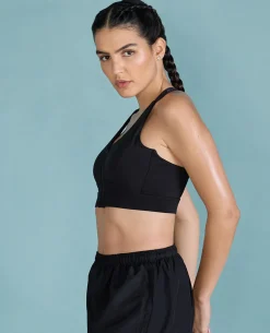 Women Mid Impact Zip Sports Bra with Removable Pads