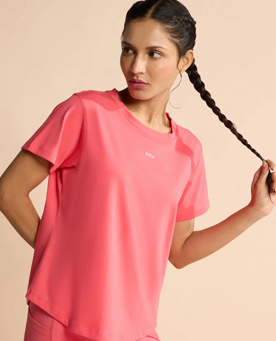 Women Solid Cotton Essential Top Apple